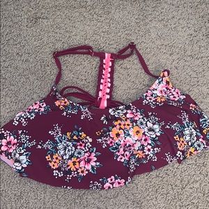 PURPLE FLOWERY BATHING SUIT TOP